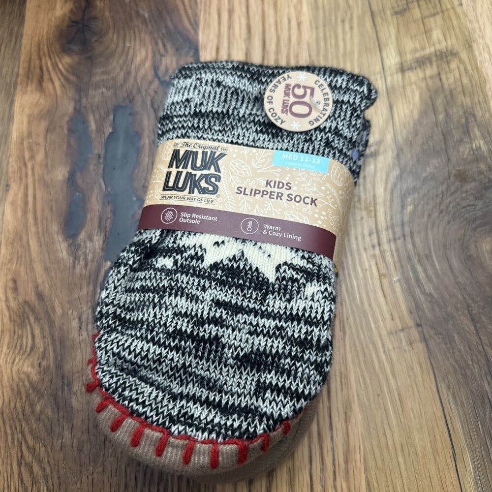 MUK LUKS 50th Anniversary Kid's Slipper Socks - Med (11-13)